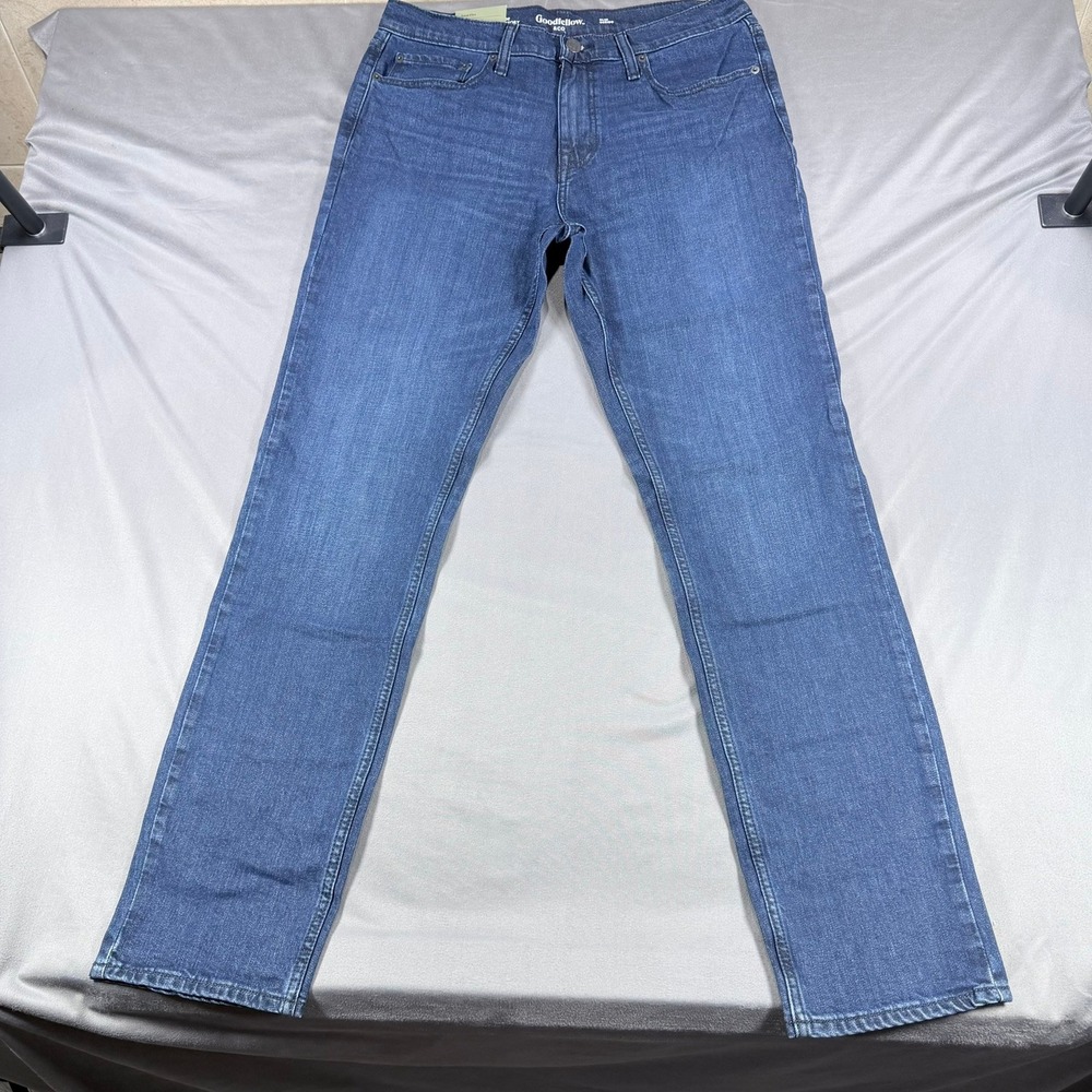 Goodfellow Mens 34x34 Blue Cotton Blend Slim Fit Total Flex Stretch Denim Jeans